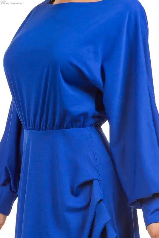 Royal Blue Maxi Dress Side Slit Closed-up | Maxi Dress for Wedding | SiAra