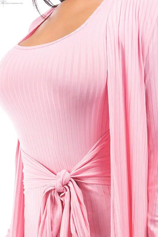 Women's Sweater Knit Midi Dress Closed-up | Belted Midi Dress | SiAra