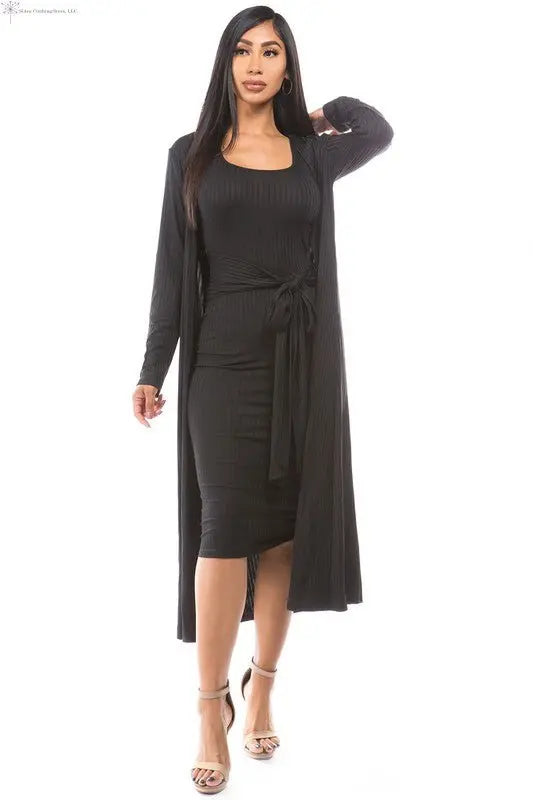 Black Sweater Knit Midi Dress Front | Tank Midi Dress | SiAra