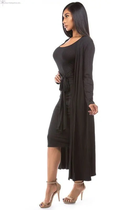 Black Sweater Knit Midi Dress Side | Tank Midi Dress | SiAra