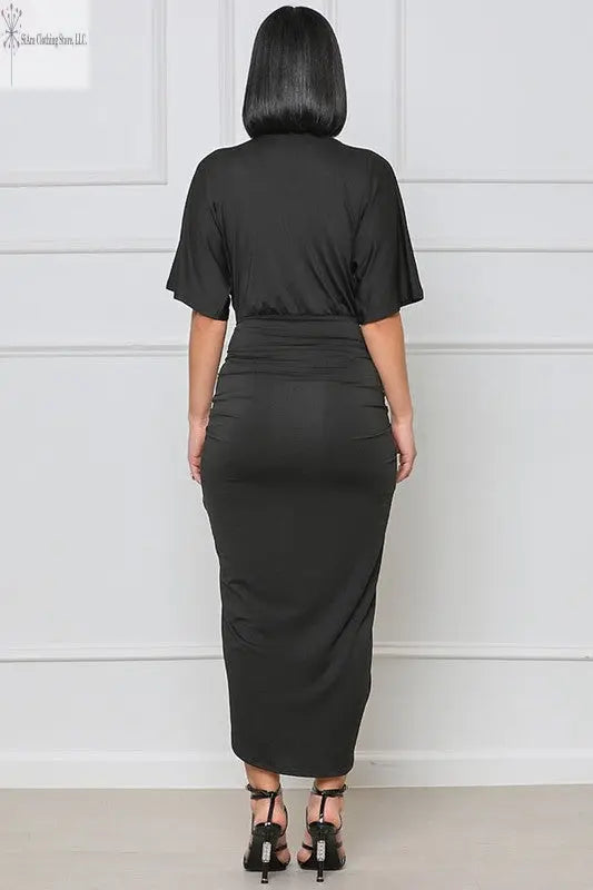 Black Wrap Sleeveless Midi Dress Back | Sleeveless Midi Dress Casual | SiAra