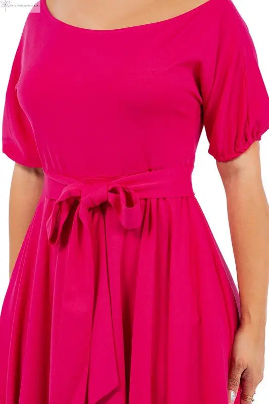 Flowy Maxi Dress Asymmetrical Hem Rose Red | Off the Shoulder Maxi dress formal Closed-up | SiAra