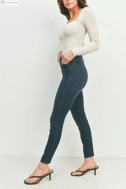 Ankle Length Skinny Jeans Dark Blue Side | SiAra