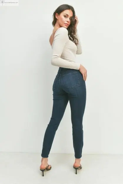 Ankle Length Skinny Jeans Dark Blue Back | SiAra