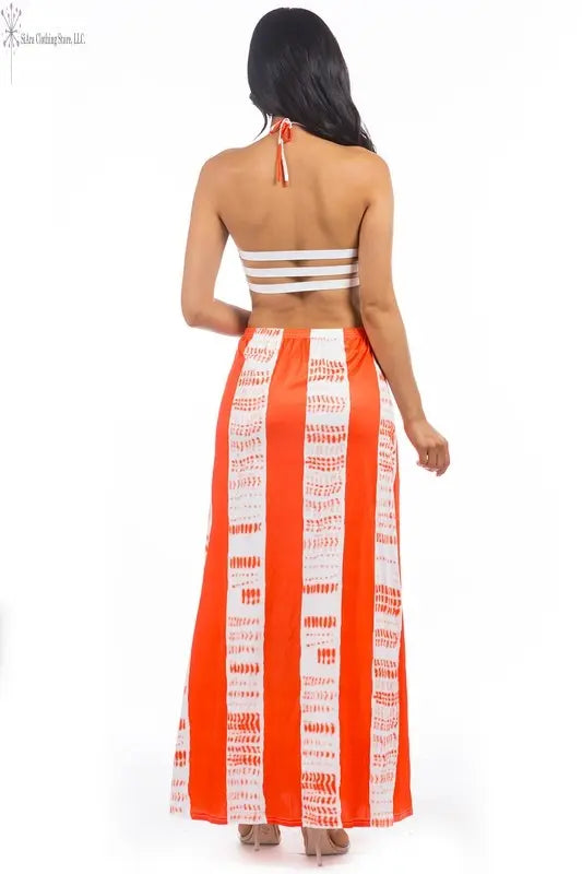 Women's Striped Maxi Dress Back | Backless Maxi Dress | SiAra
