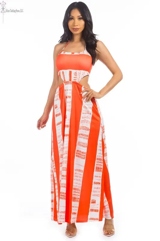 Women's Striped Maxi Dress Front | Backless Maxi Dress | SiAra