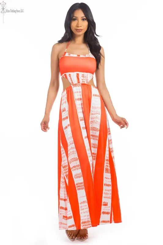 Women's Striped Maxi Dress Sided | Backless Maxi Dress | SiAra