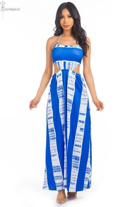 Royal Blue Maxi Dress Open Back Front | Low Back Long Dress | SiAra