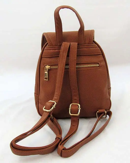 Brown Small Backpack Adjustable Shoulder Straps Back | SiAra Clothing Store, LLC