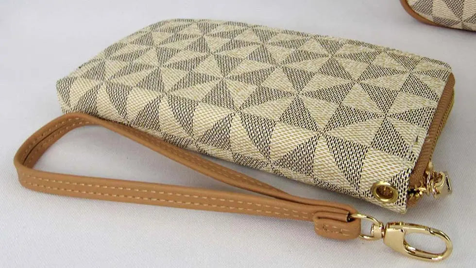 Louis Vuitton Brown, Pattern Print Leather Compact Wallet