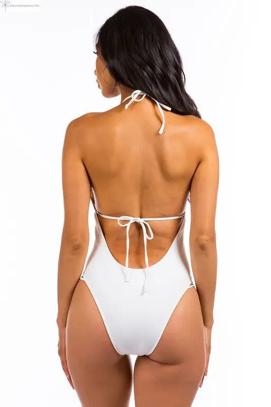 One Piece Swimsuit Solid String Hollow Out White Back | Swimsuits for Women | SiAra