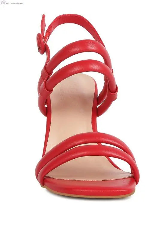 Strappy High Heel Sandals Red Front | SiAra