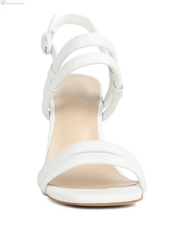 Strappy High Heel Sandals White Front | SiAra