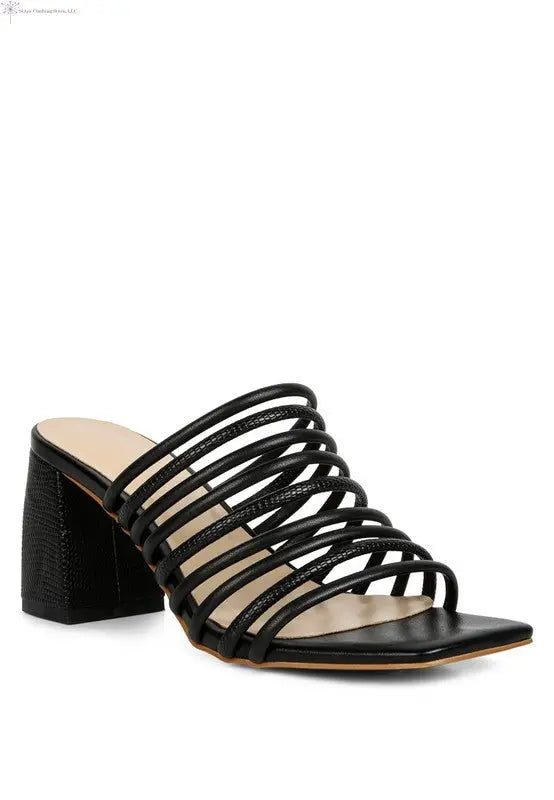 Strappy Sandals Block Heel Black | SiAra Clothing Store, LLC
