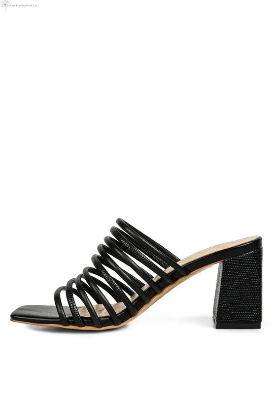 Strappy Sandals Block Heel Black Side | SiAra Clothing Store, LLC