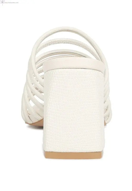 Strappy Sandals Block Heel Off White Back | SiAra Clothing Store, LLC