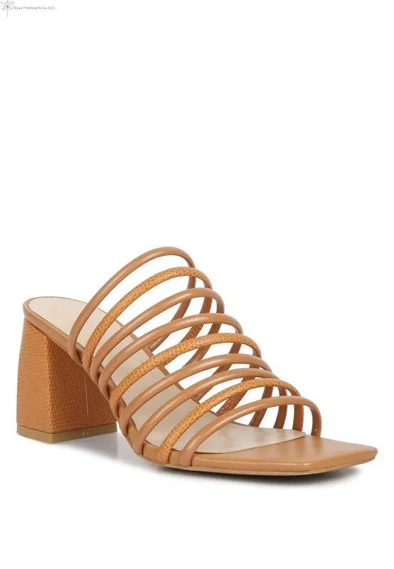 Strappy Sandals Block Heel Off Tan | SiAra Clothing Store, LLC