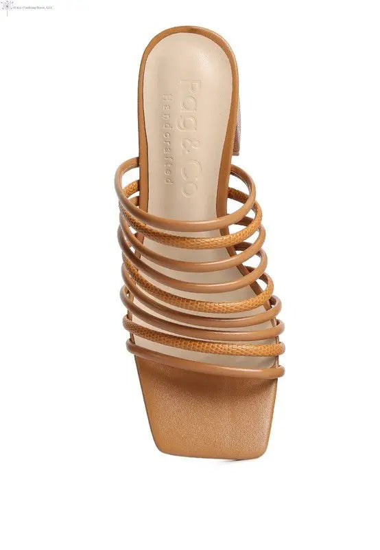 Strappy Sandals Block Heel Off Tan Top | SiAra Clothing Store, LLC