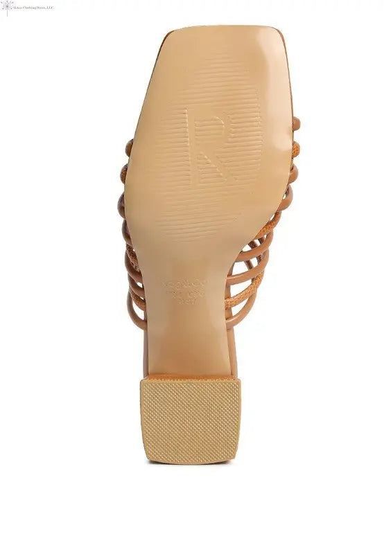 Strappy Sandals Block Heel Off Tan Sole | SiAra Clothing Store, LLC