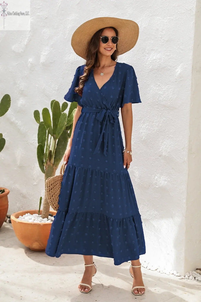 Cobald  Maxi Dress Short Sleeves | Short Sleeve Summer Dresses Casual | SiAra