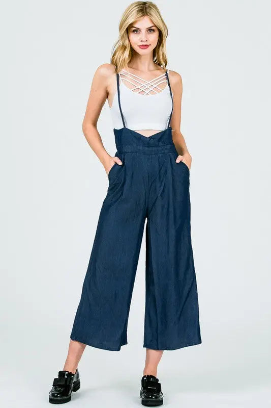 Wide Leg Capri Pants Dark Blue | SiAra Clothing Store, LLC