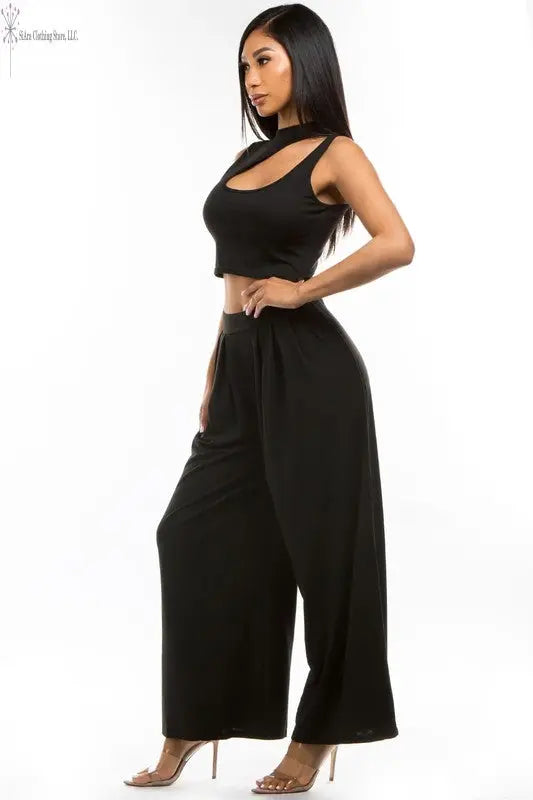 Black Casual Two Piece Sets | Women's Two Piece Casual Sets Side | SiAra