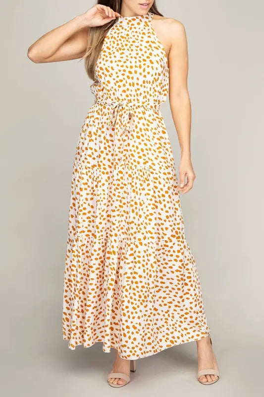 Leopard Print Maxi Dress Sleeveless | SiAra Clothing Store, LLC