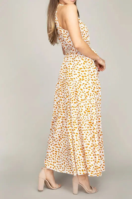 Leopard Print Maxi Dress Sleeveless Sided | SiAra Clothing Store, LLC