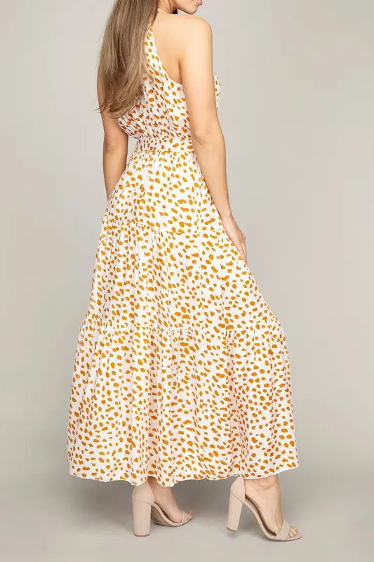 Leopard Print Maxi Dress Sleeveless Back Sided | SiAra Clothing Store, LLC