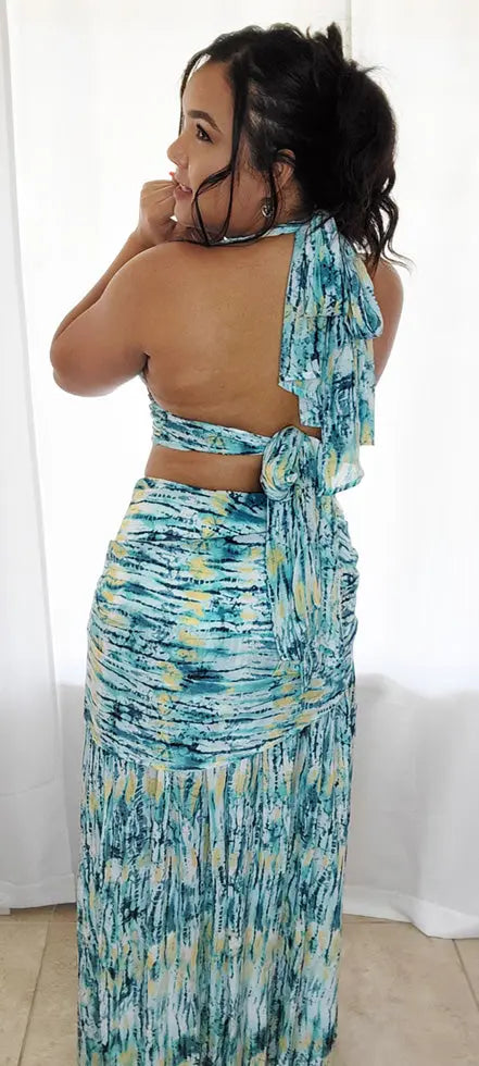 Two Piece Maxi Dress Tie-dye Back | SiAra Clothing Store, LLC