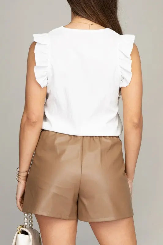 V- neck Sleeveless Blouse White Back > SiAra Clothing Store, LLC
