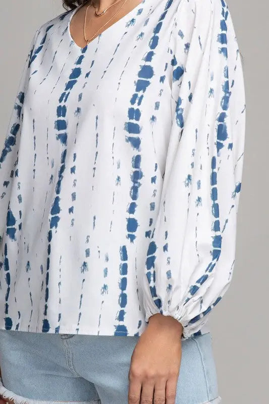 Long Sleeve Blouse V-neck Printed Sided | SiAra Clothing Store, LLC