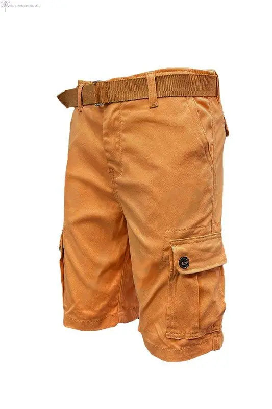 Men's Belted Cargo Shorts Rust Sided | SiAra Clothing Store, LLC