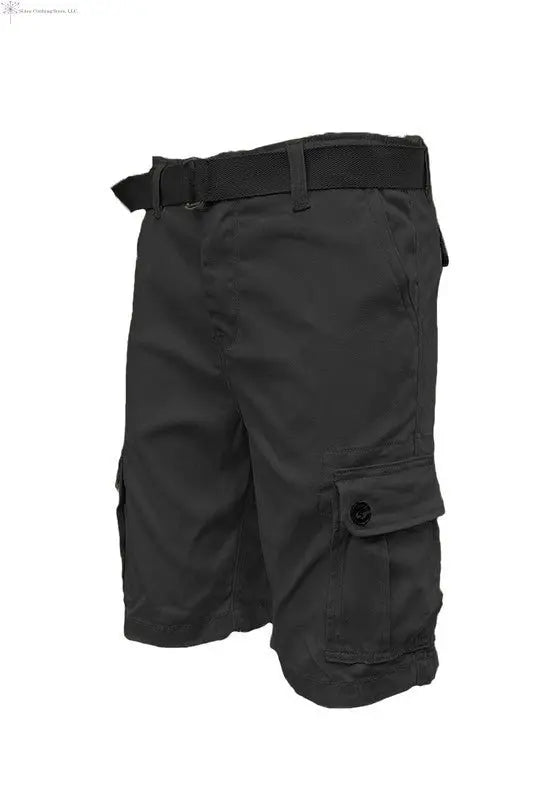 Men's Belted Cargo Shorts Black | SiAra Clothing Store, LLC