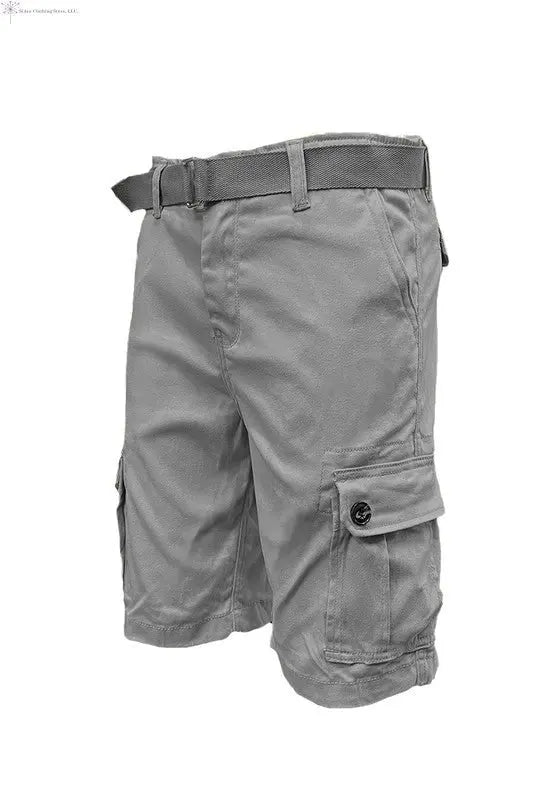 Men's Belted Cargo Shorts Dark Grey | SiAra Clothing Store, LLC