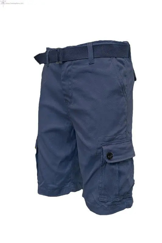 Men's Belted Cargo Shorts Navy | SiAra Clothing Store, LLC