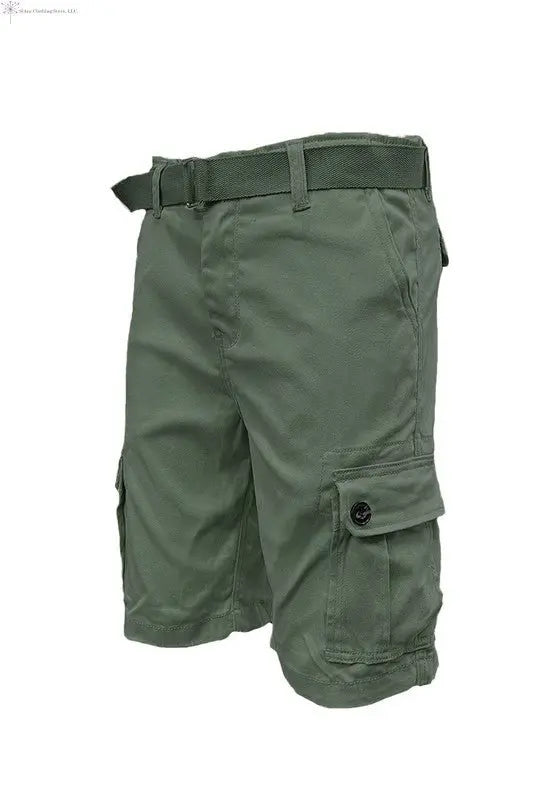 Men's Belted Cargo Shorts Olive | SiAra Clothing Store, LLC