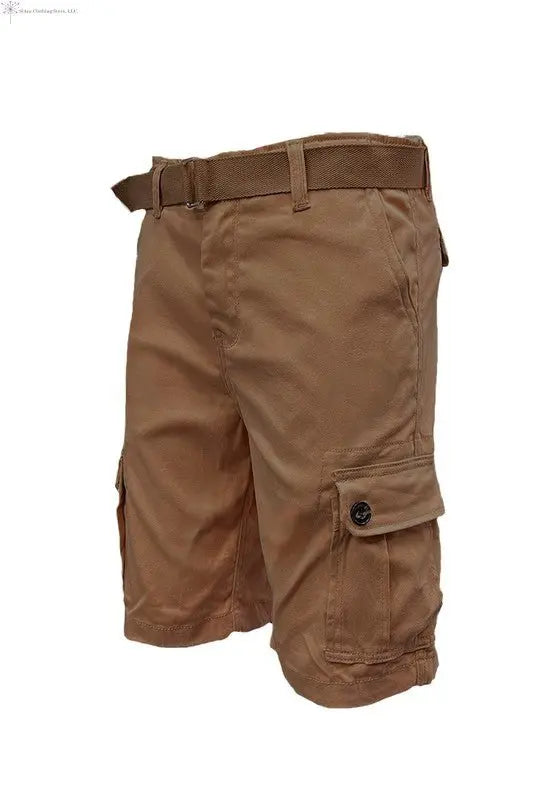Men's Belted Cargo Shorts Mocha | SiAra Clothing Store, LLC