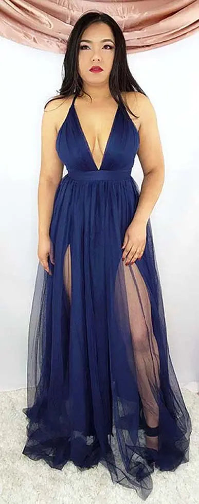 Women's Maxi Dress Open Back Double-Slit SiAra Clothing Store, LLC