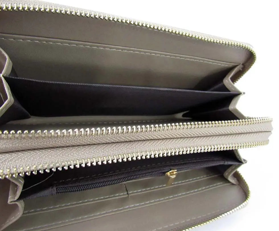 Wristlets Wallet Taupe Double-zipper Opened | SiAra Clothing Store, LLC