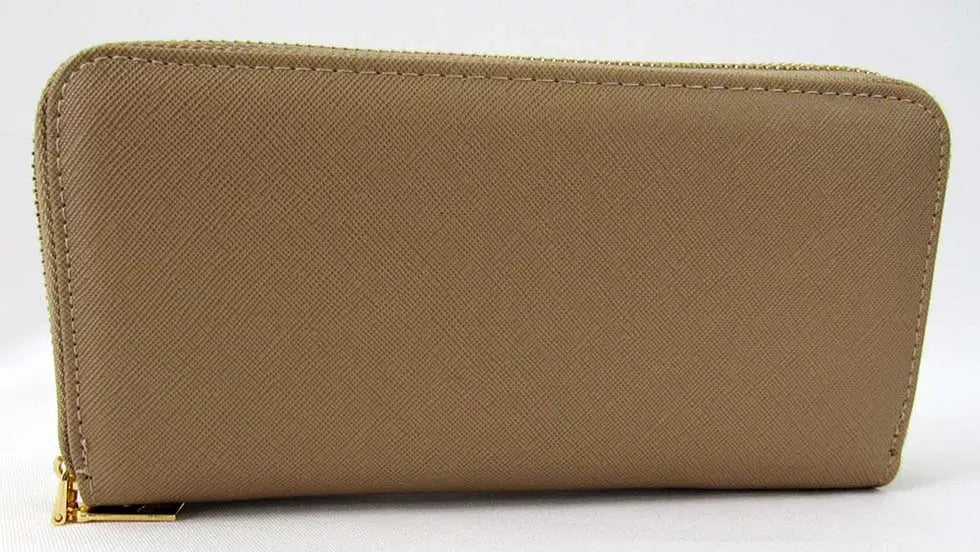 Wristlets Wallet Taupe Double-zipper Front | SiAra Clothing Store, LLC