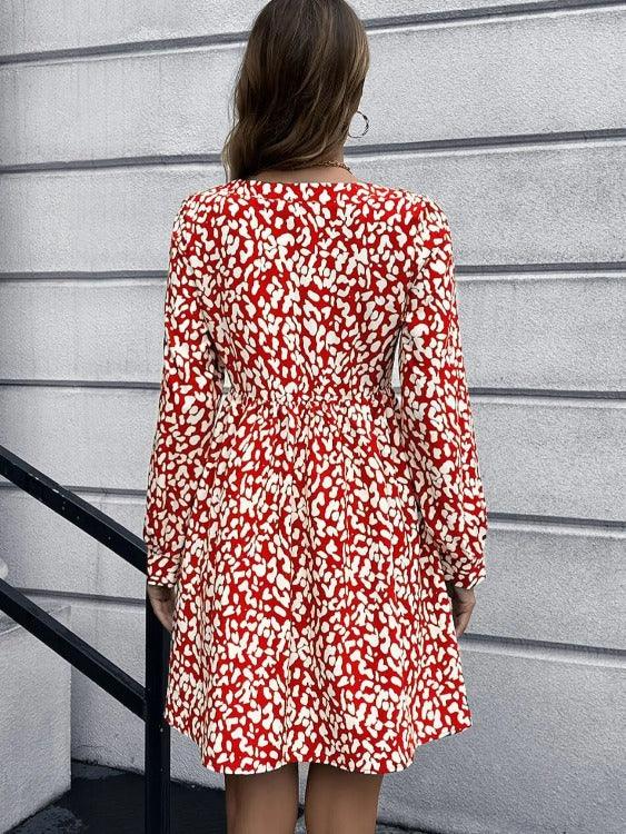 Mini Dress Animal Print Belted Red | SiAra Clothing Store, LLC