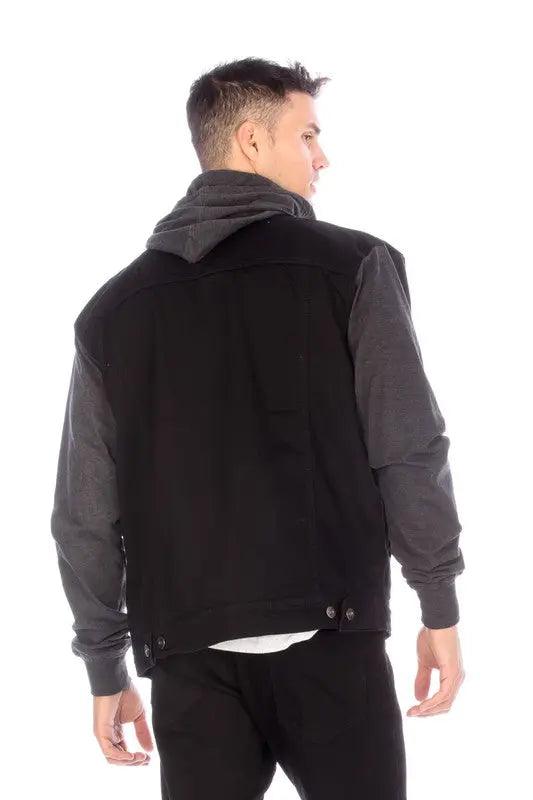 Denim Jacket With Hood Black Back | SiAra Clothing Store, LLC 