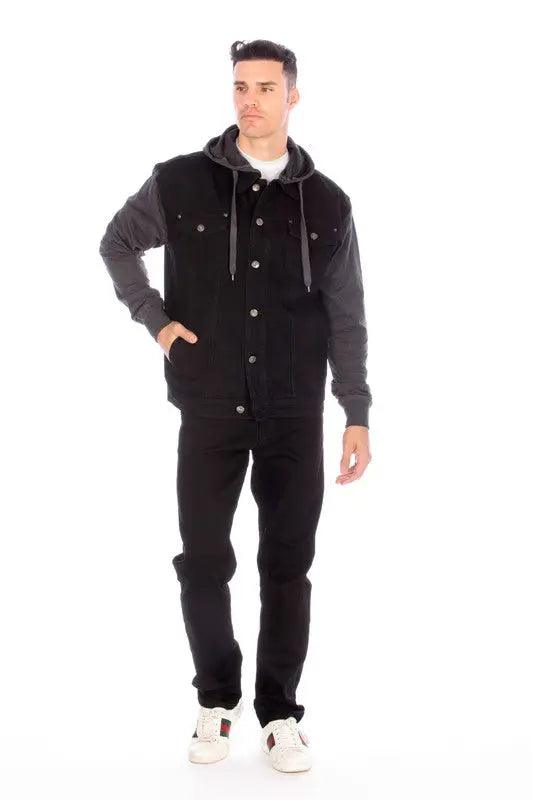 Denim Jacket With Hood Black Entire Mannequin Body | SiAra Clothing Store, LLC 