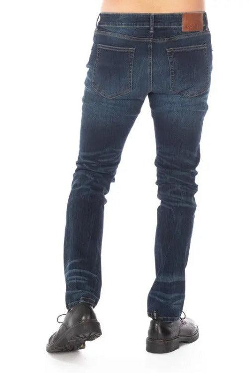 Men's Slim Fit Dark Blue Distress Jeans Back | SiAra Clothing Store, LLC