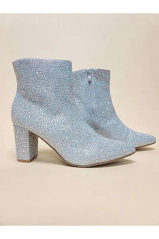 Women's Boots Rhinestone Casual Silver Side | SiAra Clothing Store