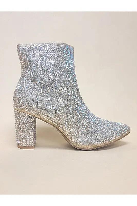 Women's Boots Rhinestone Casual Champagne Right Shoe | SiAra Clothing Store