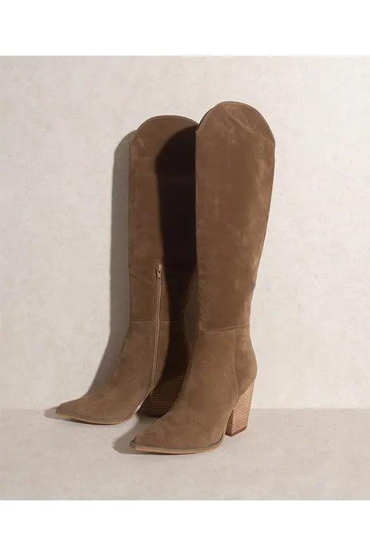 Knee High Western Boots Brown Both Sides Showing | SiAra Clothing Store, LLC
