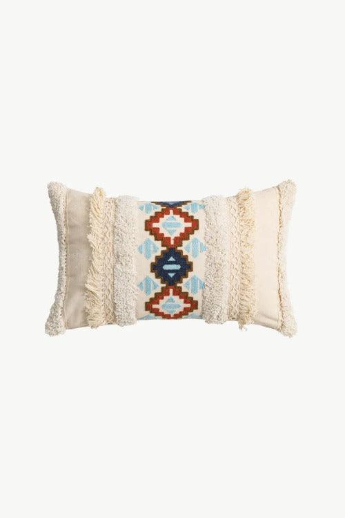Decorative Throw Pillow Case Embroidered Fringe Detail Lumbar | SiAra Clothing Store, LLC