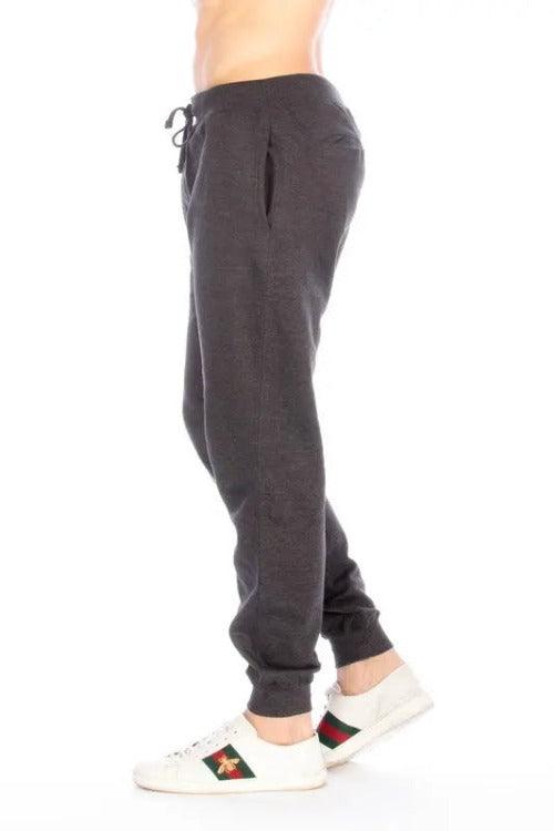 Men's Fleece Charcoal Jogger Pants Side | SiAra Clothing Store, LLC